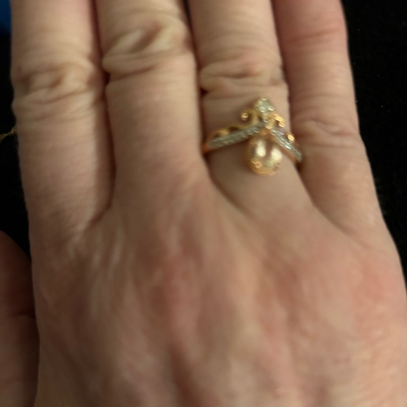 Peach Morganite 10k Rose Gold Diamond Ring 0.71ctw tiara crown princess wedding - Picture 10 of 11